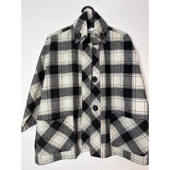 Coldwater Creek Plaid Black/ Ivory Checker Wool Blend Women's Jacket Size Pxs - Picture 11 of 15